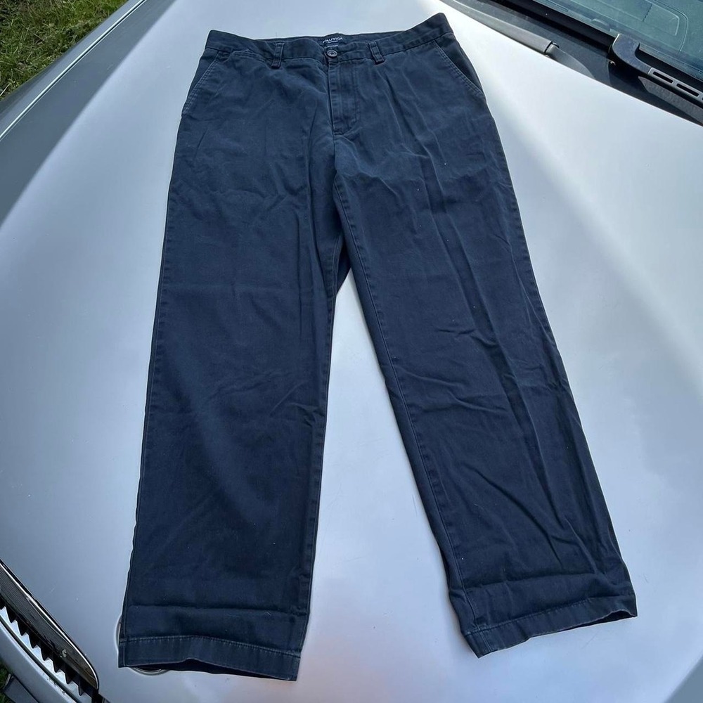 NAUTICA Clipper blue pants classic solid navy 34X30 100% cotton